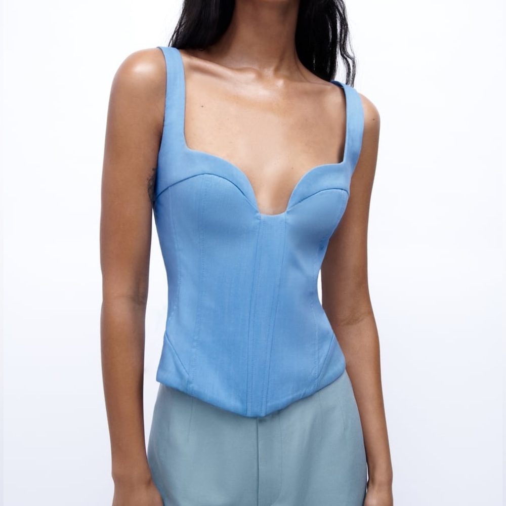 Blue Denim Corset Tie up Top